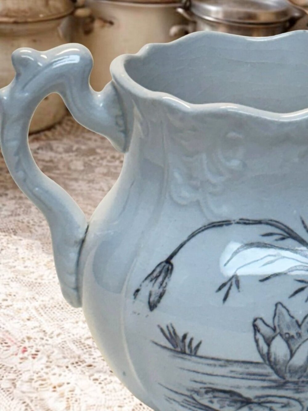 Antique Royal Ironstone China Mug – England – Transferware Cottage Creamer or Sh - Picture 4 of 9